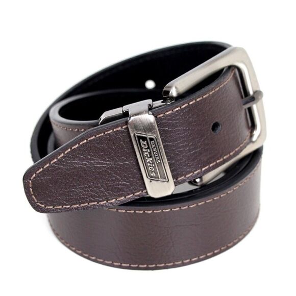 Dickies BLACK BROWN GENUINE LEATHER 1 3/8"Wd CASUAL DRESS RVRSBL BELT Sz 34 (E35 - Picture 5 of 14